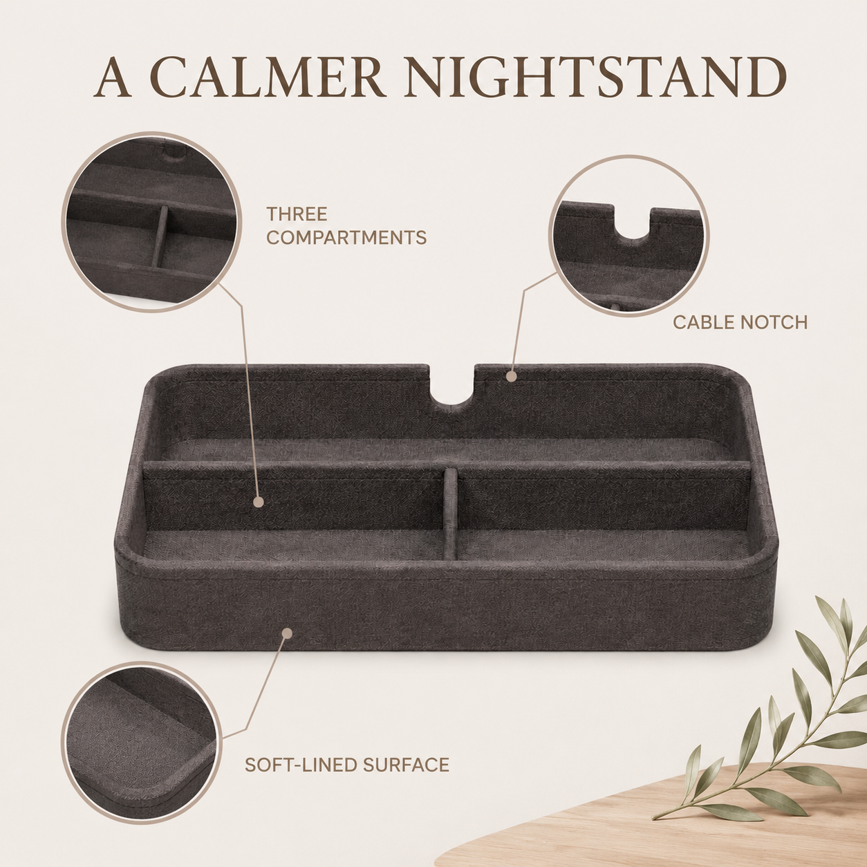Nightstand Cable and Accessory Tray