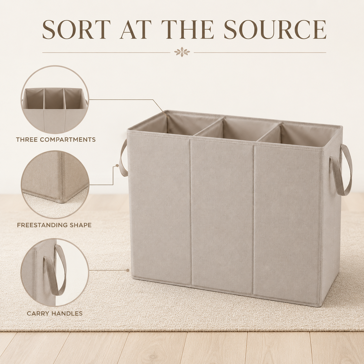 SortSoft Triple Laundry Hamper