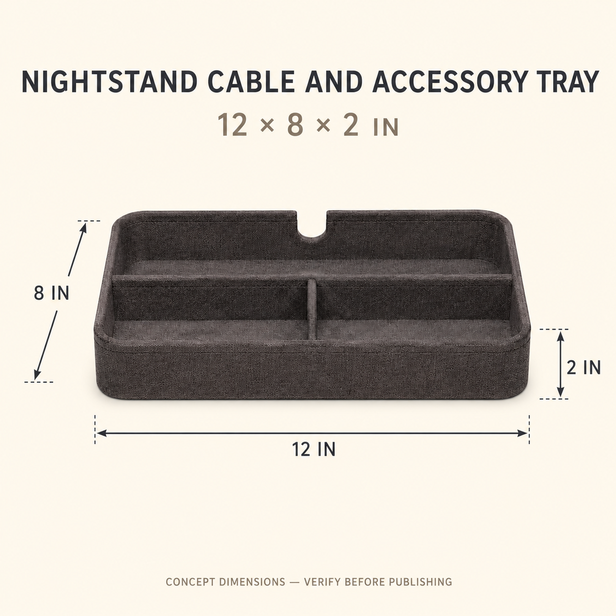 Nightstand Cable and Accessory Tray