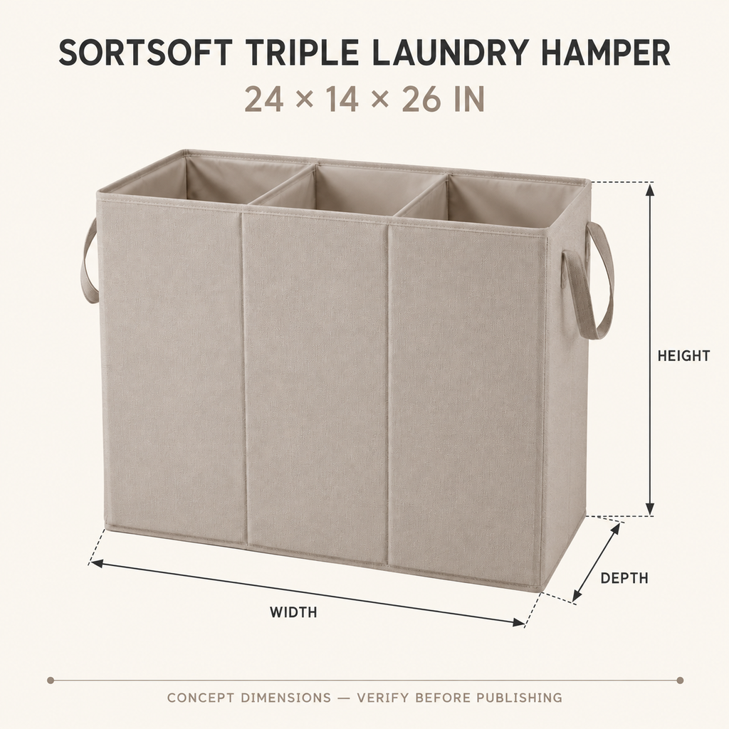 SortSoft Triple Laundry Hamper