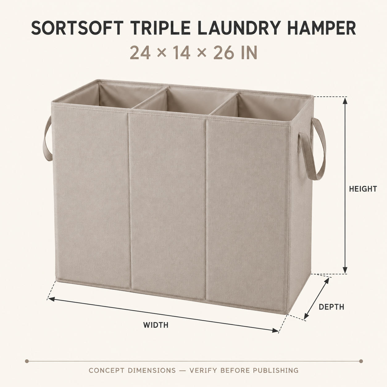 SortSoft Triple Laundry Hamper