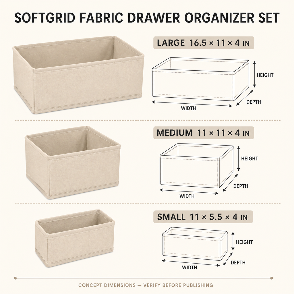 SoftGrid Fabric Drawer Organizer Set